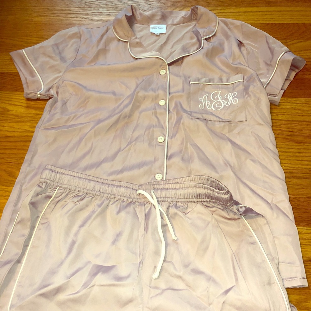 Brand new satin pajama set - embroidered